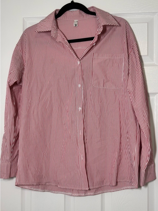 Amazon Tops - Amazon Red and White Striped Button-Down Shirt‎